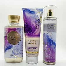 NEW SET! BATH & BODY WORKS AMETHYST WAVES SHOWER GEL, BODY CREAM & BODY MIST