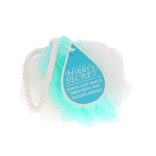 Nikki Secret Green and White Mesh Bath and Shower Sponge