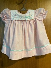 Vintage Pink floral girl  s Toddler Dress - 6-9 months satin ribbon trim