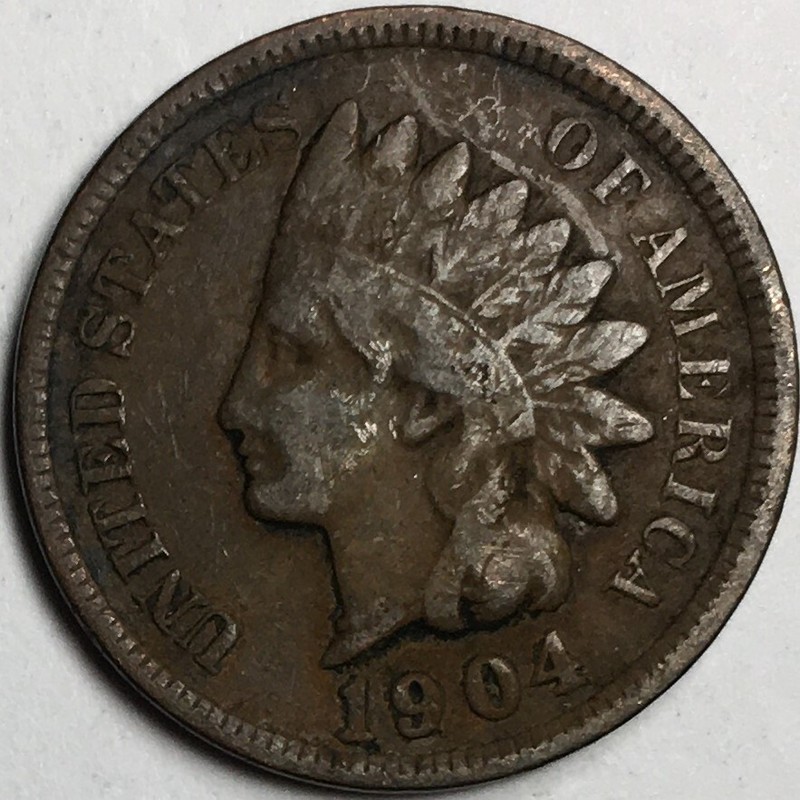 1904 United States Indian Head Cent - Very Good (VG) KM#90a - 4271-AH