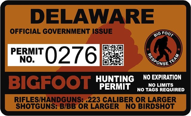 Vermont Bigfoot Hunting Permit Sticker Self Adhesive Vinyl Sasquatch Lifetime