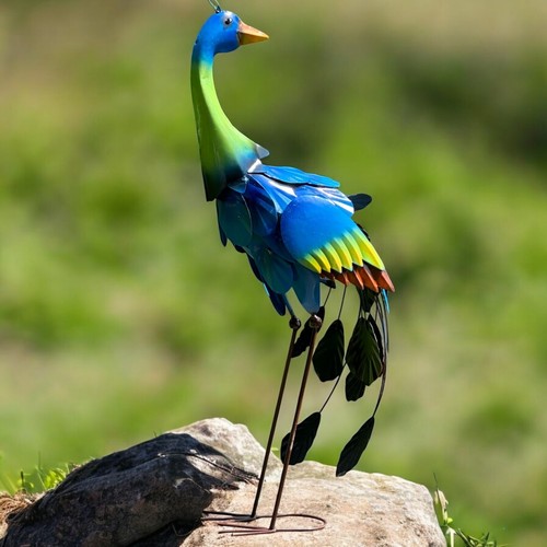 Gartenfiguren große Tiere - XXL Pfau blau handgefertigt Metall wetterfest 85cm - Bild 2 von 3