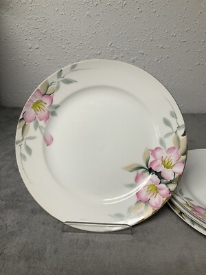 NORITAKE AZALEA Set of 4 Plates Hand Painted China Red Mark 19322