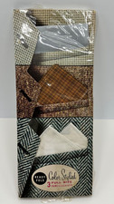 Vintage Fine Tex Color Styled Ready Fold 3 Full Size Handkerchiefs Pack