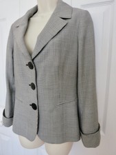 Lafayette 148 Dark Grey Three-Button WooL Blazer Jacket Size 10