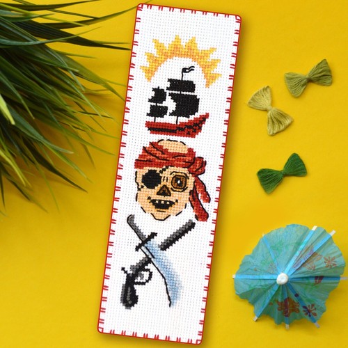 Jolly Pirate bookmark cross stitch kit Caribbean Frigate Do it yourself Gift - Picture 3 of 9