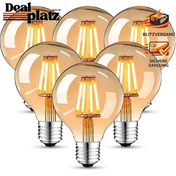 Edison GlüHbirne LED E27 4W 2700K Warmweiß Retro 470 Lumen 6 StüCk-image