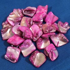 Fuchsia Pink Mother Of Pearl Nugget Shell Beads Lot Of 24 Shimmer Jewelry Making