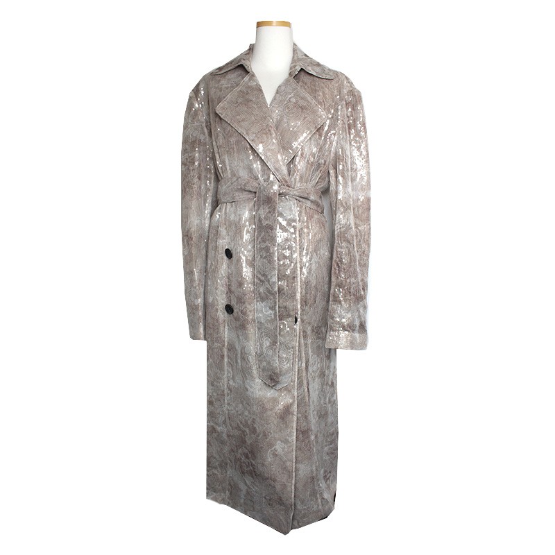 Cappotto doppio bottoni paillettes top beige altra marca 66 77 101909626