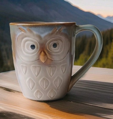 ELITE COUTURE by Gibson Embossed  Owl Coffee Mug 16oz Sage Green