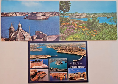 3 x MALTA Postkarten Lot frankiert gel. mit Briefmarken Postcards with stamps