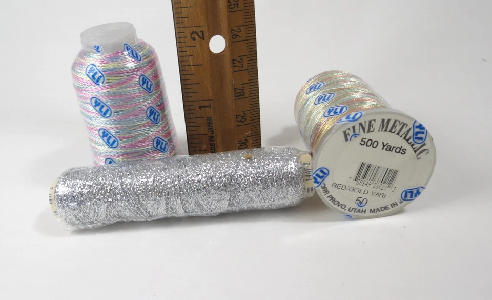 YLI Embroidery & Metallic Ribbon 2 Variegated Threads plus Silver Ribbon - Image 3 of 3