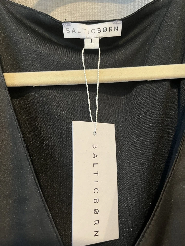 Baltic Born Black Satin Maxi Wrap Dress L - Image 3 of 3