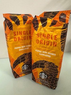 Starbucks Papua New Guinea Highland Whole Bean Coffee 16oz 2 Bags BBD 10/18 Bulk