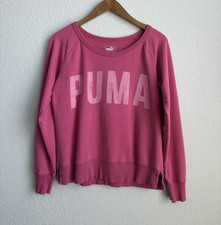 PUMA Women's Pink Logo Crewneck Pullover Sweatshirt S Long Sleeve Regular