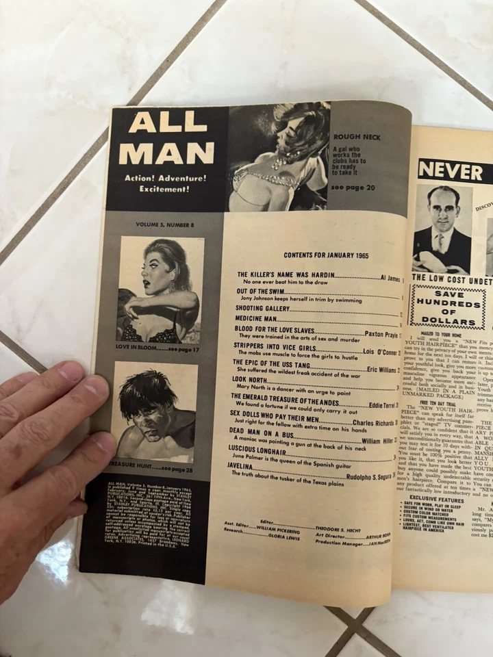 All Man Magazine 1965 Nazi, Blood for the Love Slaves,Sex ,Adventure,Pinups,Pulp - Image 2 of 4
