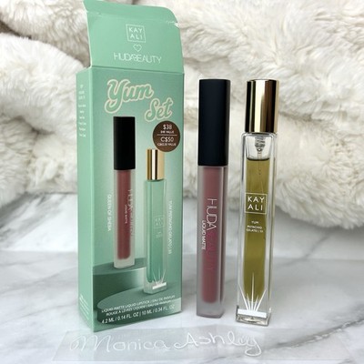 Kayali x Huda Yum Set Pistachio Gelato 33 EDP & Queen of Sheba Liquid Lipstick
