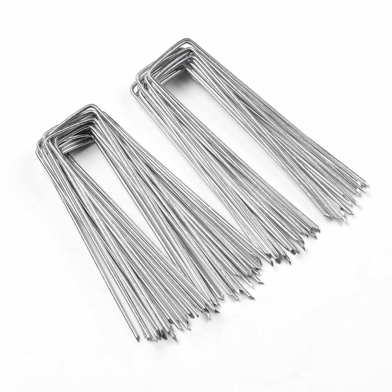 AplusChoice Artificial Grass Turf Staples 6" 12 Gauge Garden Stakes U Pins 50PCS