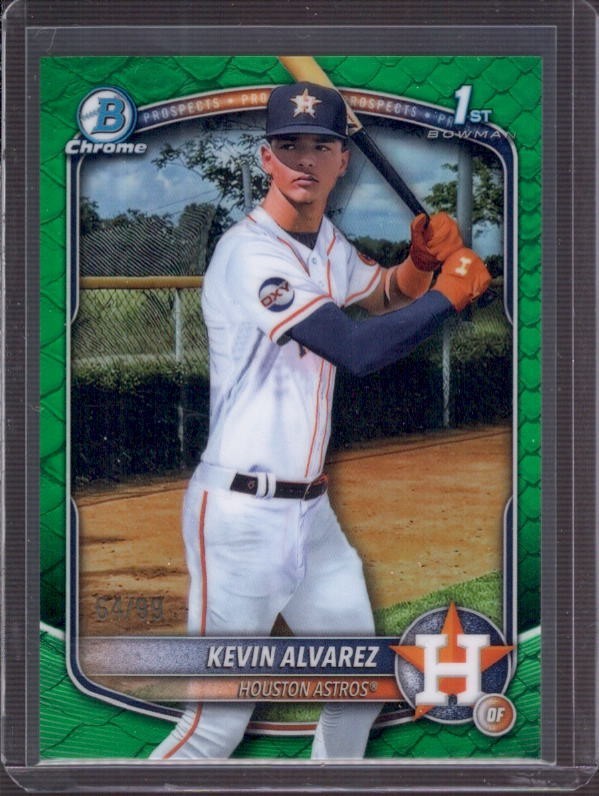 KEVIN ALVAREZ 2025 Bowman Chrome 1st BCP-227 Green Reptilian Refractor RC #64/99