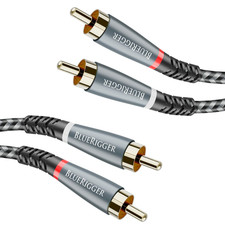 RCA Cable, 15FT 2RCA Male to 2RCA Stereo Audio Cable, Braided, Gold Plated, Sub