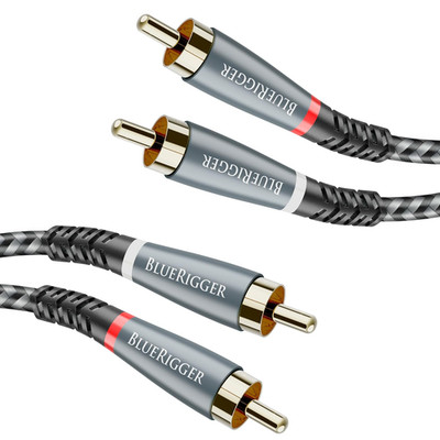 RCA Cable, 15FT (2RCA Male to 2RCA Stereo Audio Cable, Braided, Gold Plated, Sub