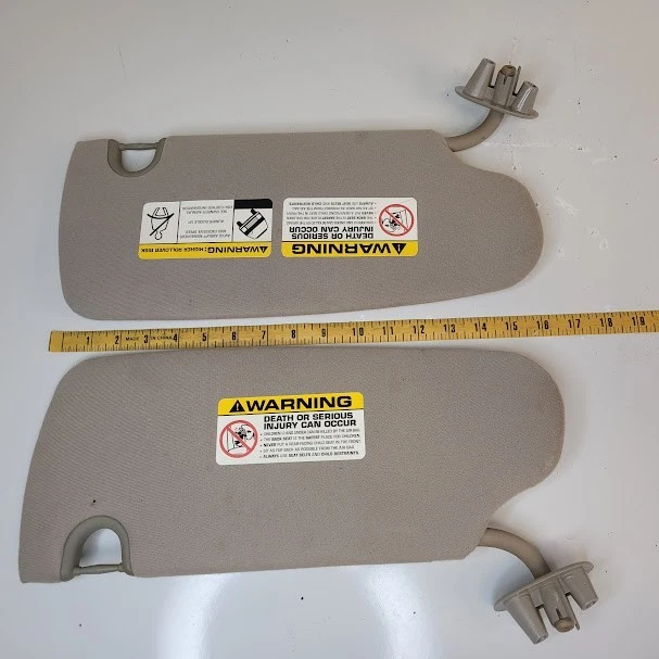 2001-2003 Dodge Durango Sun Visors Cloth Mirror Beige Pair OEM - Image 3 of 3