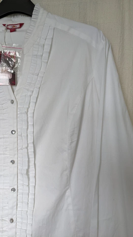 Sz 24-26 Joe Browns White Frilled Victorian Steampunk L/S Blouse Shirt BNWT - Image 4 of 4