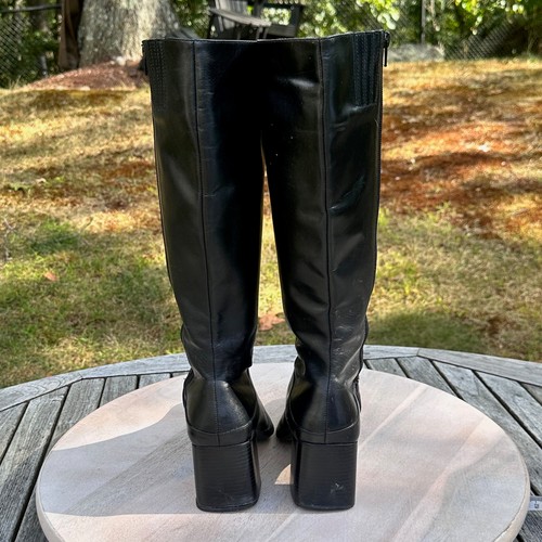 St Paul Black Leather Tall Boots Women’s Size 8M Block Heel Made in Brazil - Picture 6 of 12