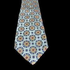 Robert Talbott XL 100% Silk Necktie Monterey USA Olive Gold Medallion 66 x 3.75"