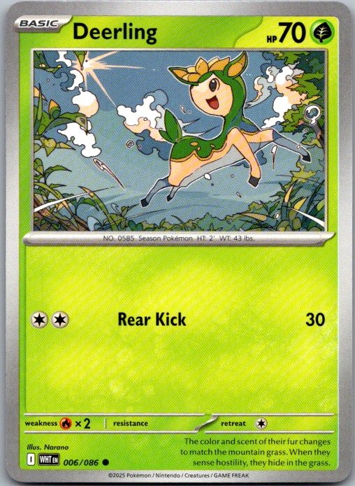 Deerling 006/086 Common White Flare Pokemon Near Mint