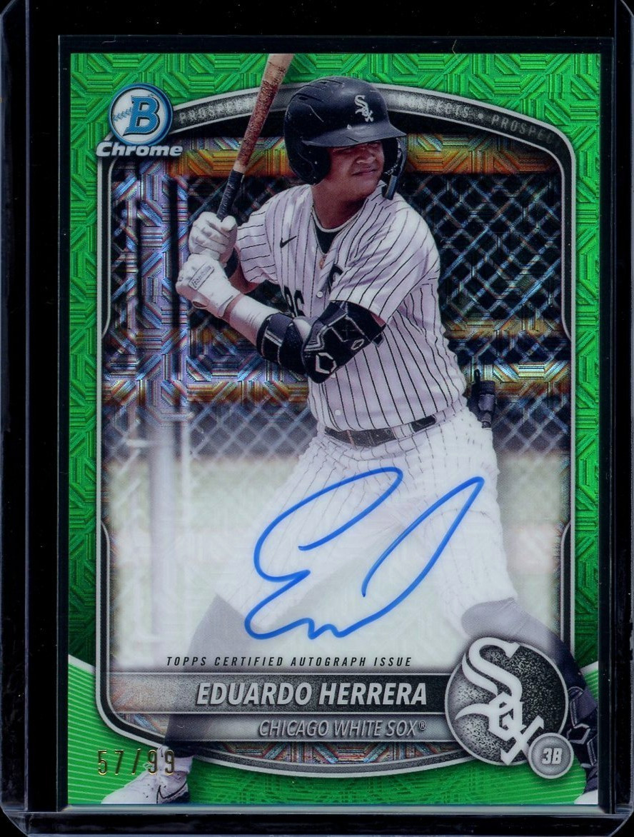 2025 Bowman Chrome ~ Eduardo Herrera ~ Green Mojo Refractor /99 ~ #BMA-EH ~ Auto