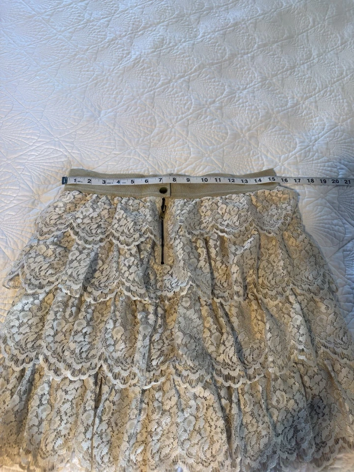 Falda para mujer Ann Taylor talla 8P con volantes de encaje forrada en capas Fairycore romántica Foto 4 de 4