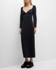 nwt Rosetta Getty Long-Sleeve Sweetheart Tea-Length Dress S $995