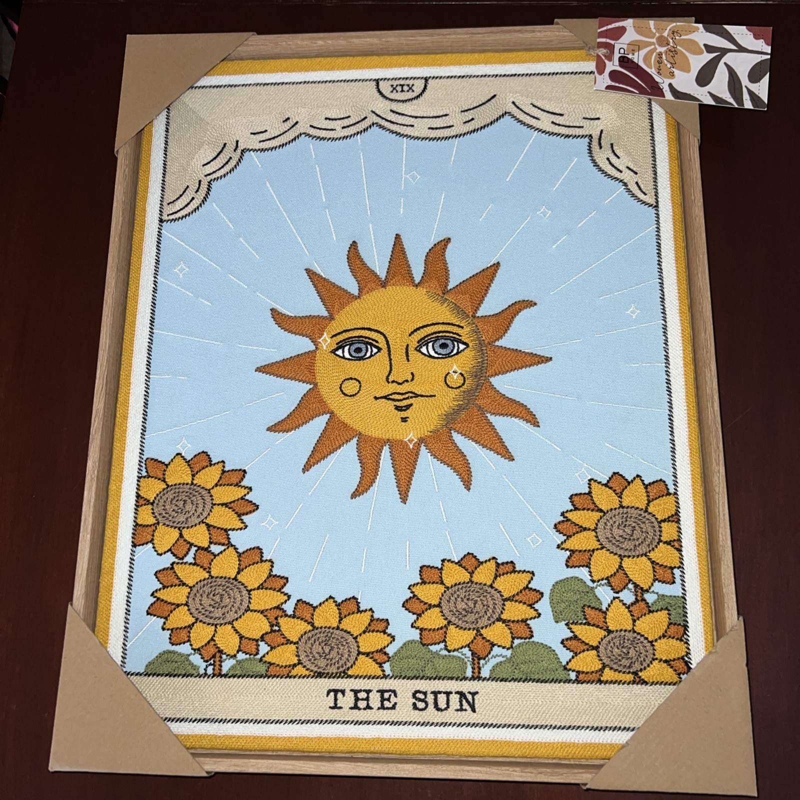 BP Home Textile Embroidery Woven Wall Art The Sun XIX  17” x 21”