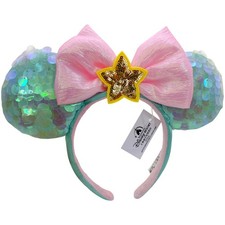 Disney- Parks The Little Mermaid Ariel Iridescent Green Minnie Ear Bow Headband