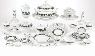 Huge Meissen Germany Full Green Vine Pattern Dinner Service 320+ Pieces!!!