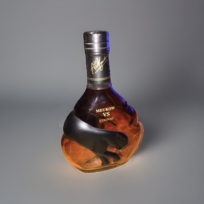 SUPER RARE Meukow VS Cognac Bottle Black Panther Tinted Brown
