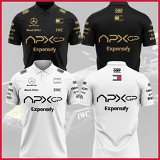 HOT NEW - Brad Pitt F1 Movie 2025 – APXGP Black White Polo Shirt Racing Fan Look