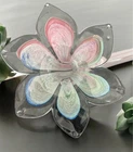 Vintage Murano Style Hand Blown Glass Lily Flower Art Glass Long Stem