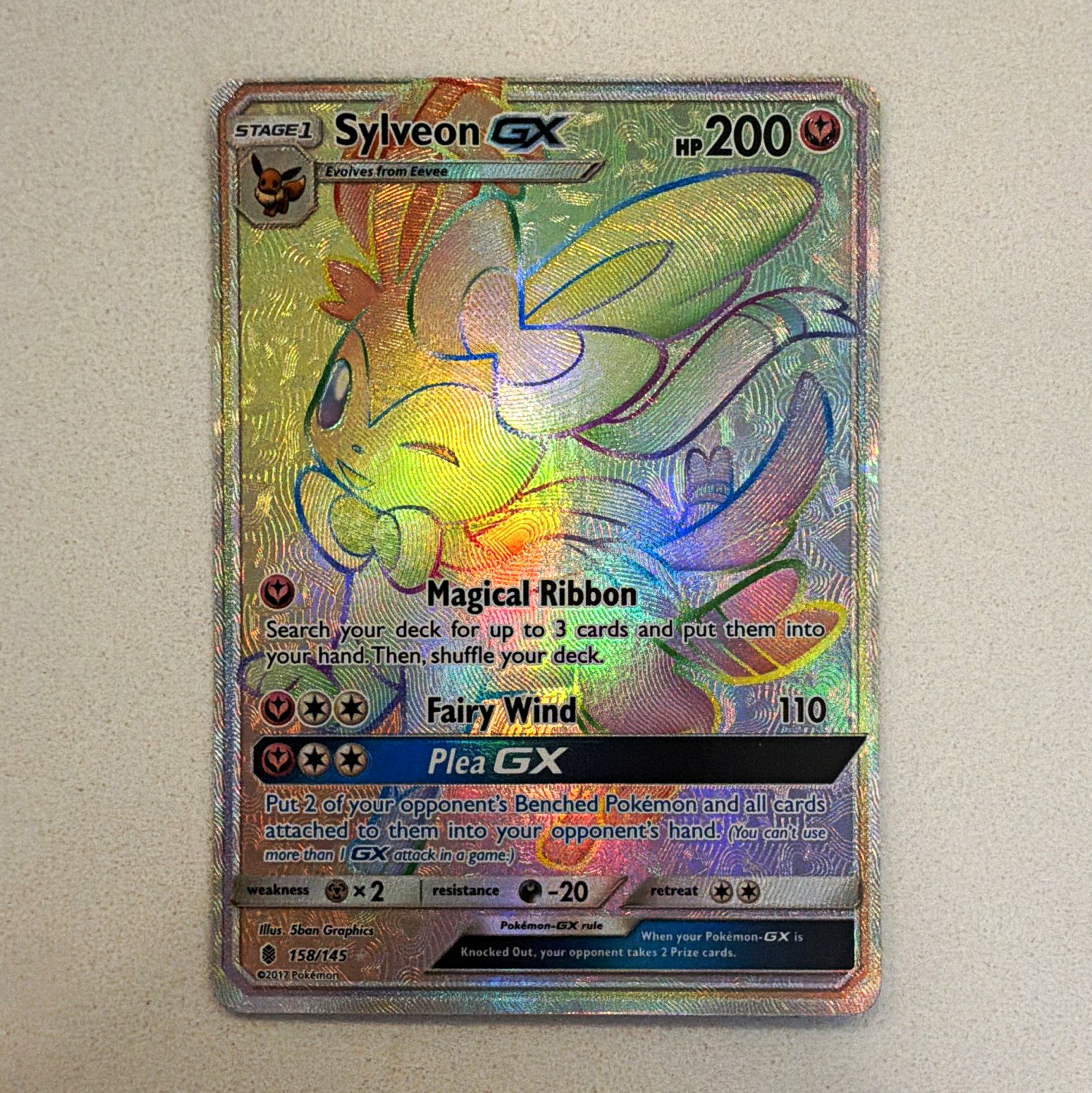 Pokemon Company Sylveon GX 158/145 SM Guardians Rising Secret Rare Holo Full Art
