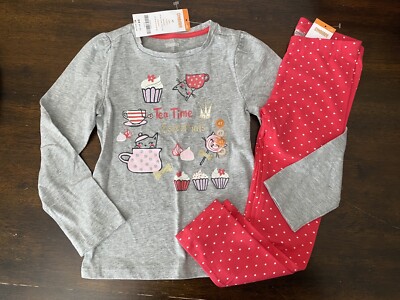 NWT Gymboree Tea Time Essentials Kitten Shirt & Polka Dot Leggings Size 4T