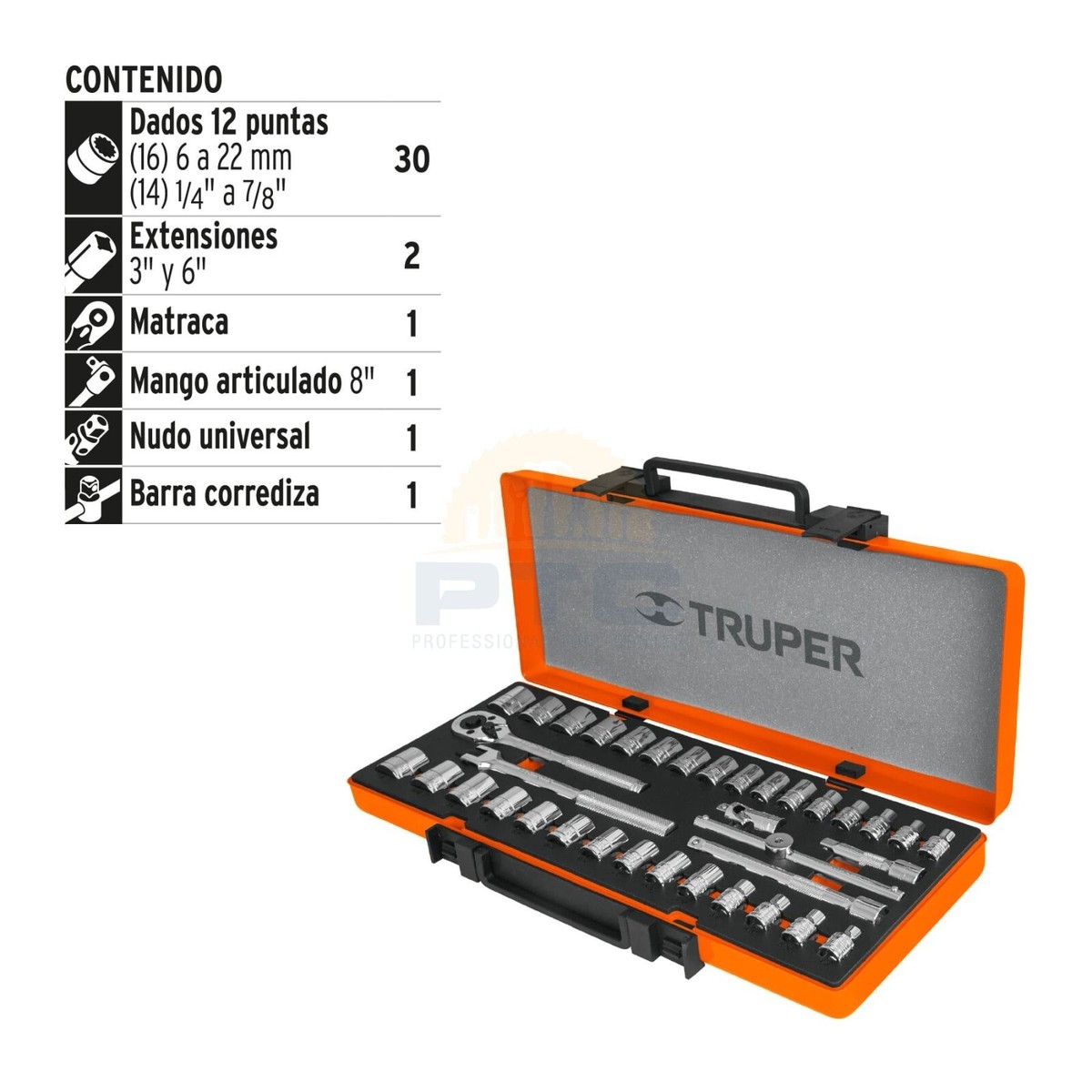 Truper JD-3/8X36MP Set of 36 square tools 3/8 Truper JD-3/8X36MP Set of 36 square tools 3/8