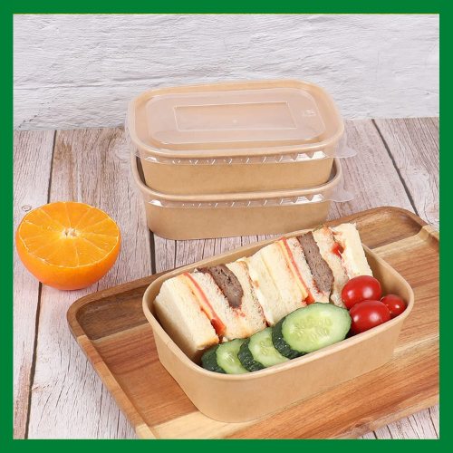 Tazones rectangulares Kraft desechables ensalada tazones y tapas caja de preparación de comidas - Imagen 9 de 11