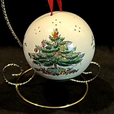 Vtg Spode Christmas Tree Design Pomander Potpourri Holder Ball Ornament England