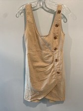 Pretty Little Thing Asymmetric Side Button Down Ruched Shift Dress Sz 4 US