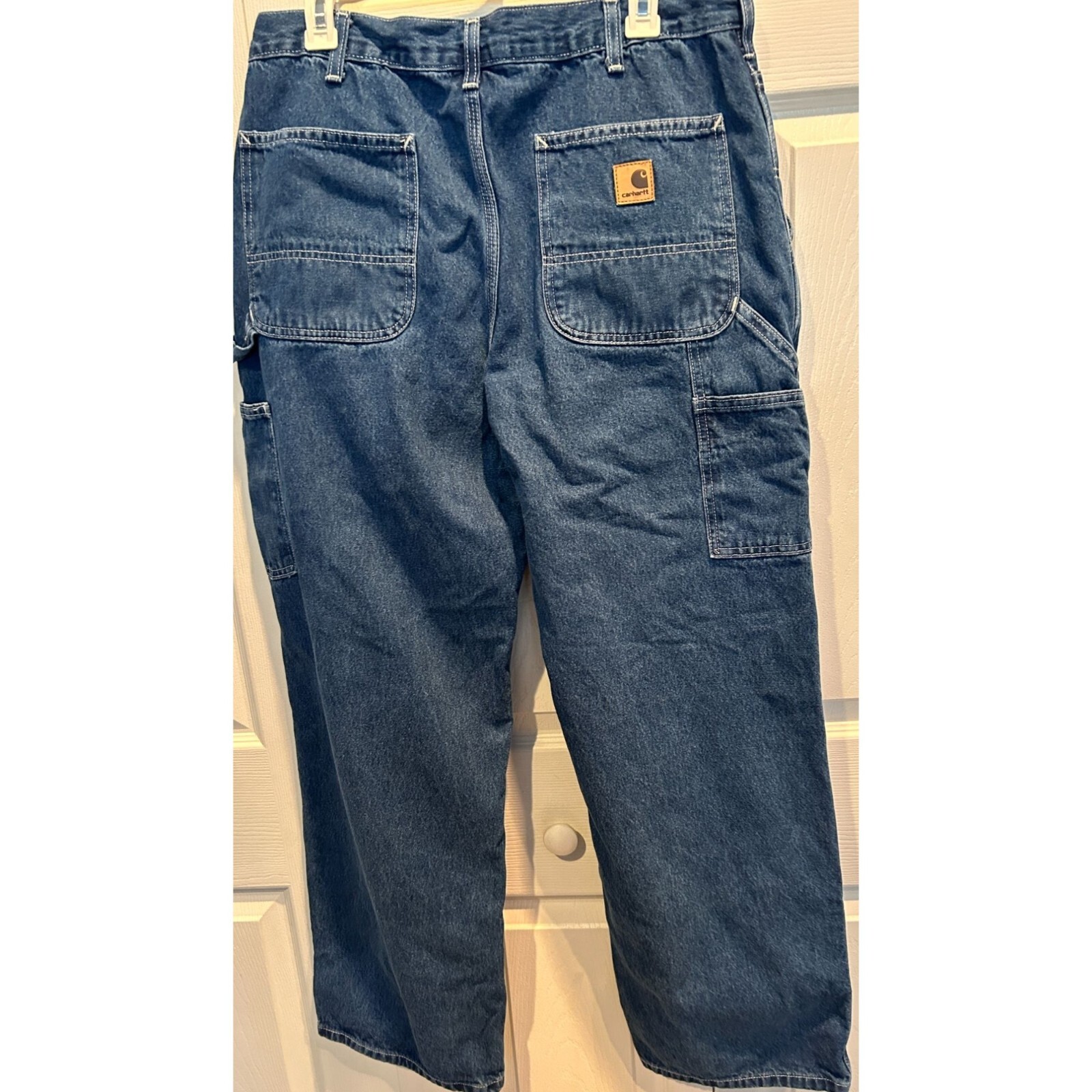 Carhartt Carpenters Blue Denim Jeans 35 x 30 Relaxed Straight leg Dungarees thumbnail 2