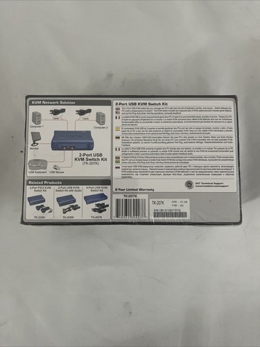 *NEW IN BOX *Trendnet TK-207K 2 PORT USB KVM SWITCH KIT - 第 7/10 張圖片