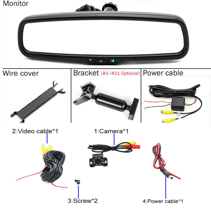 4,3-дюймовое автомобильное затемняющее зеркало заднего вида цифровой монитор + интеллектуальная динамическая камера высокой четкости - Изображение 4 из 4