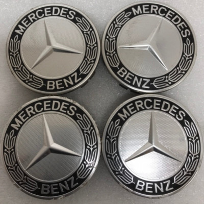 Set of 4 Mercedes 75MM Classic Dark Blue Wheel Center Hub Caps 47205fec ...