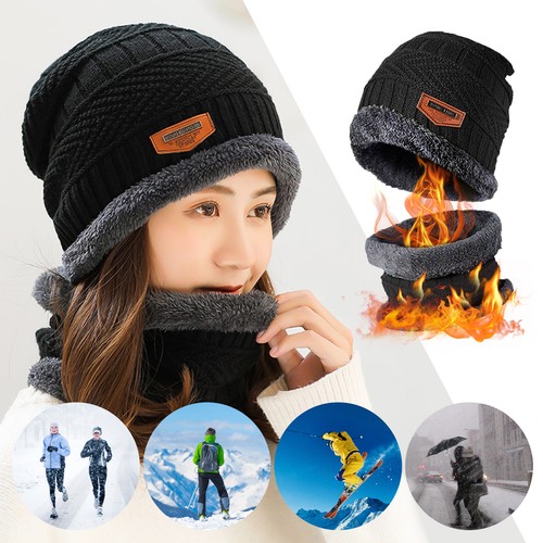 Winter Warm Strick Mütze Schal Set Herren Damen Kinder Ohr Kopf Hals Abdeckung Ski Beanie Mütze
